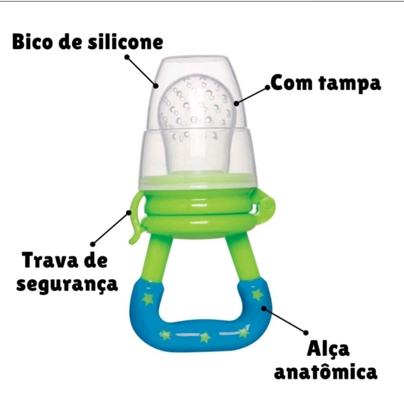 Chupeta alimentadora porta frutas silicone para bebê Buba