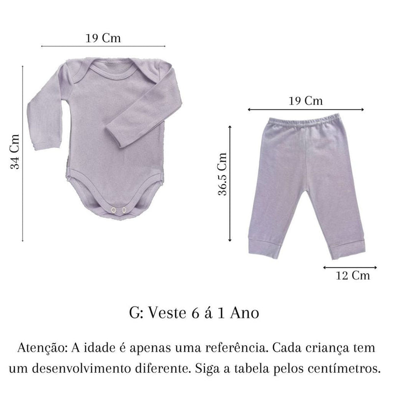 Kit 4 Peças Mijão Calça e Body Manga Longa Bebê