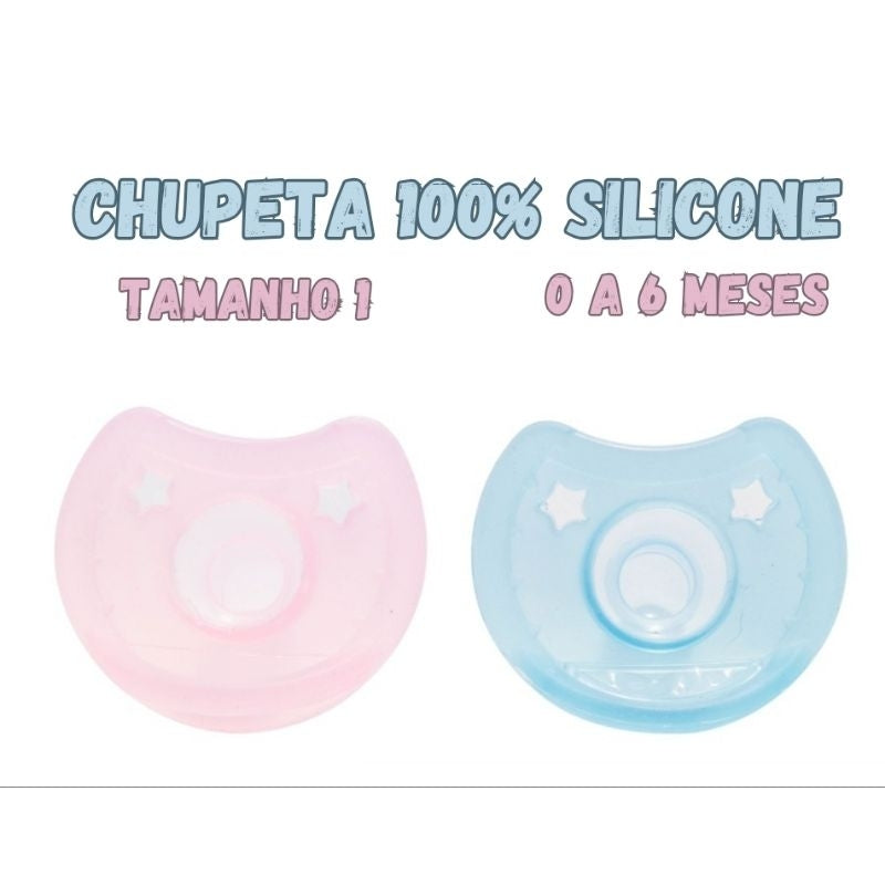 Chupeta 100% silicone tamanho 1 para bebês de 0 a 6 meses