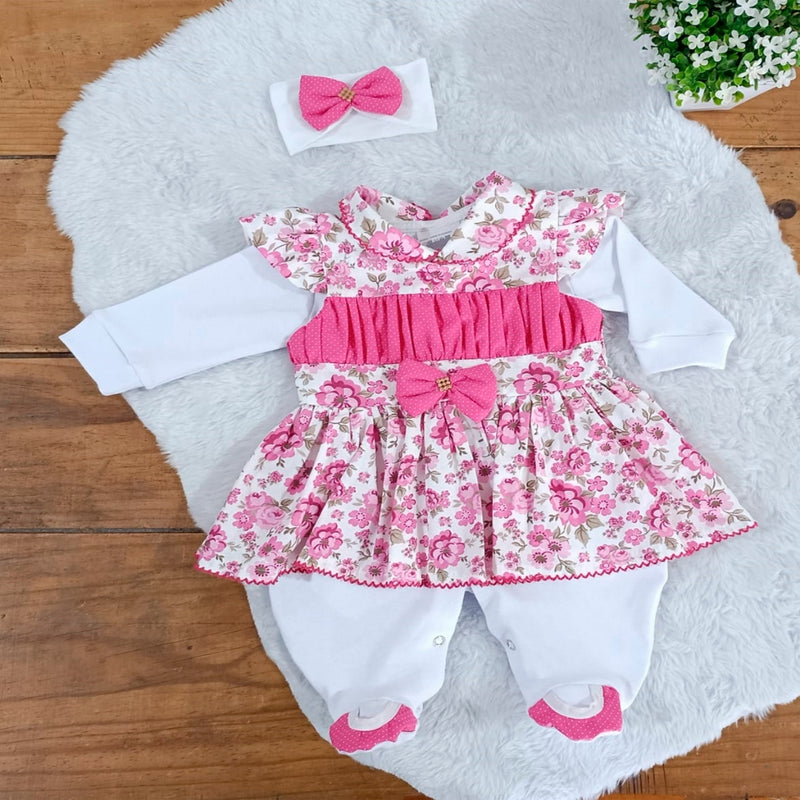 Kit Macacão Menina Charlote com Vestido 03 Peças