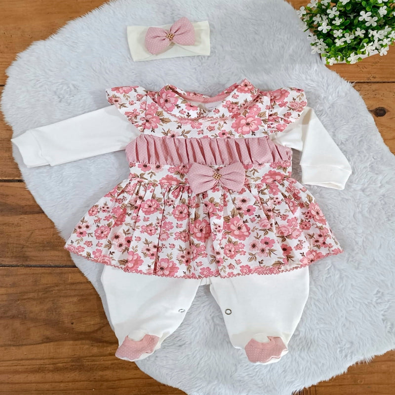 Kit Macacão Menina Charlote com Vestido 03 Peças